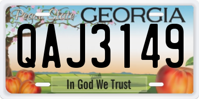 GA license plate QAJ3149