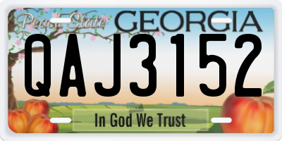 GA license plate QAJ3152