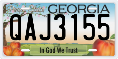 GA license plate QAJ3155
