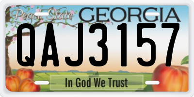 GA license plate QAJ3157