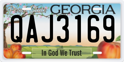 GA license plate QAJ3169