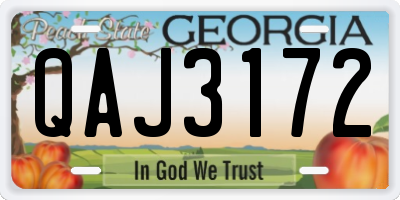GA license plate QAJ3172