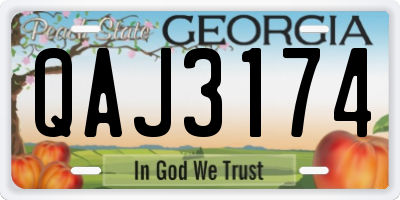 GA license plate QAJ3174