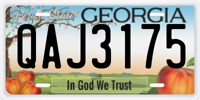 GA license plate QAJ3175