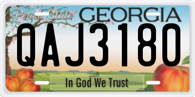 GA license plate QAJ3180