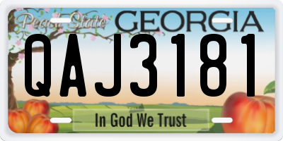 GA license plate QAJ3181