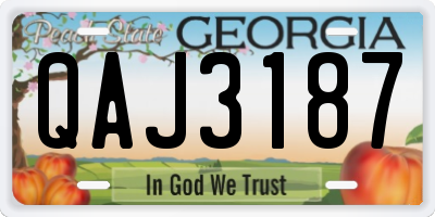 GA license plate QAJ3187