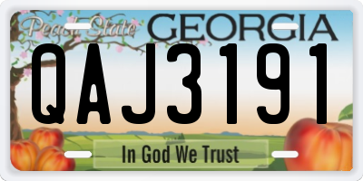 GA license plate QAJ3191