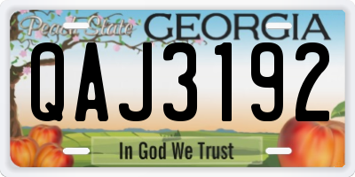 GA license plate QAJ3192