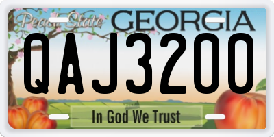 GA license plate QAJ3200