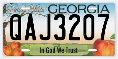 GA license plate QAJ3207