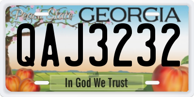 GA license plate QAJ3232