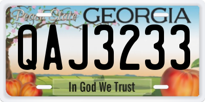 GA license plate QAJ3233