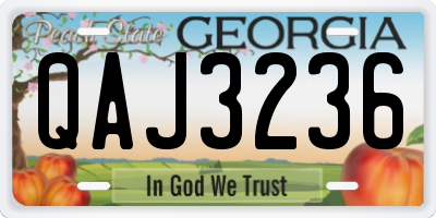 GA license plate QAJ3236