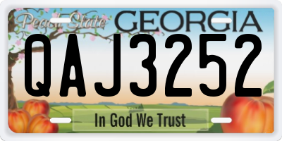 GA license plate QAJ3252