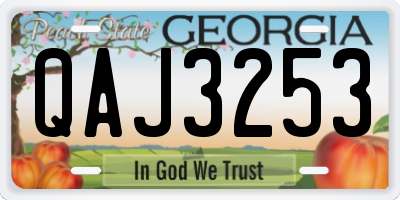 GA license plate QAJ3253