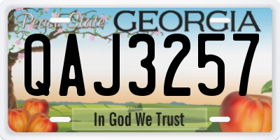 GA license plate QAJ3257