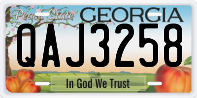 GA license plate QAJ3258