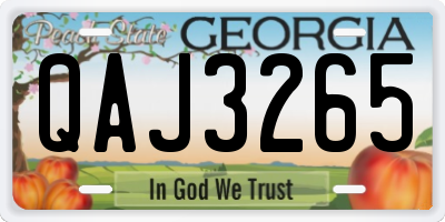 GA license plate QAJ3265
