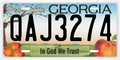 GA license plate QAJ3274