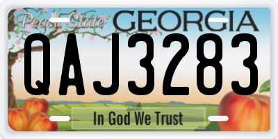GA license plate QAJ3283