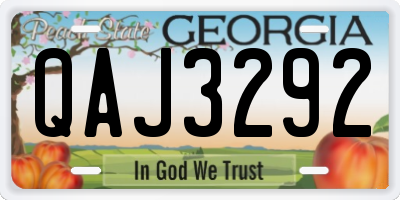 GA license plate QAJ3292