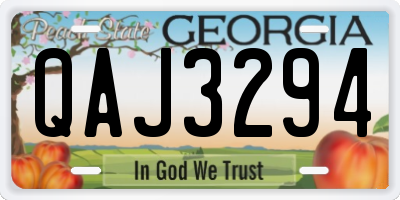 GA license plate QAJ3294