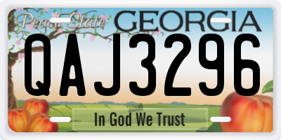 GA license plate QAJ3296