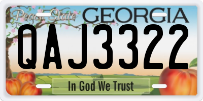 GA license plate QAJ3322