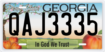 GA license plate QAJ3335