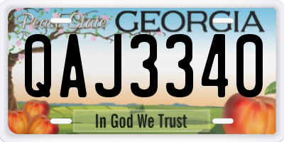 GA license plate QAJ3340