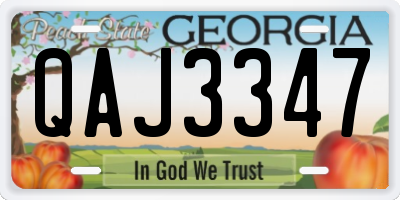 GA license plate QAJ3347