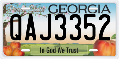 GA license plate QAJ3352
