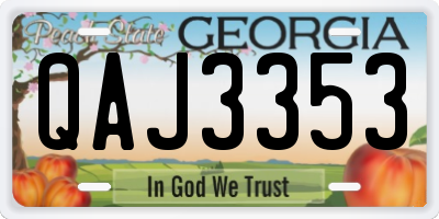 GA license plate QAJ3353
