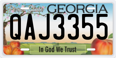 GA license plate QAJ3355