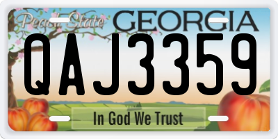 GA license plate QAJ3359