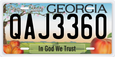 GA license plate QAJ3360