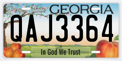 GA license plate QAJ3364