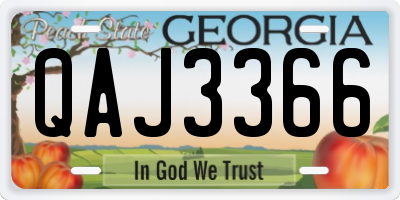 GA license plate QAJ3366