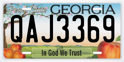 GA license plate QAJ3369