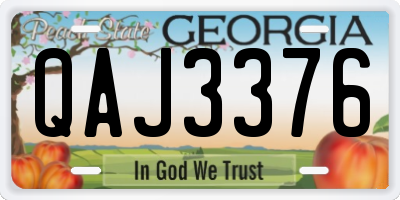 GA license plate QAJ3376