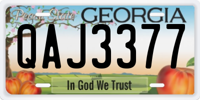 GA license plate QAJ3377