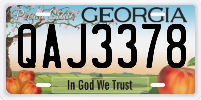 GA license plate QAJ3378
