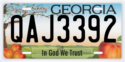 GA license plate QAJ3392