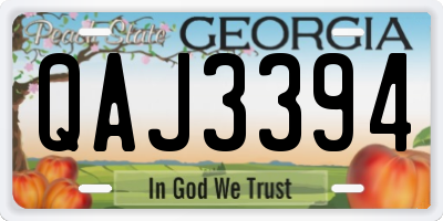 GA license plate QAJ3394