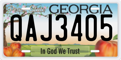 GA license plate QAJ3405