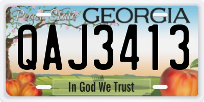 GA license plate QAJ3413