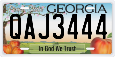 GA license plate QAJ3444