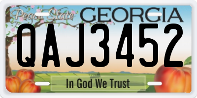 GA license plate QAJ3452