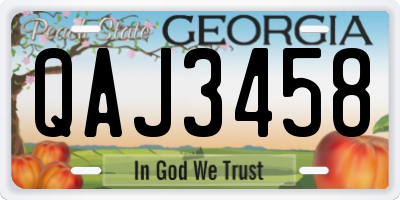 GA license plate QAJ3458